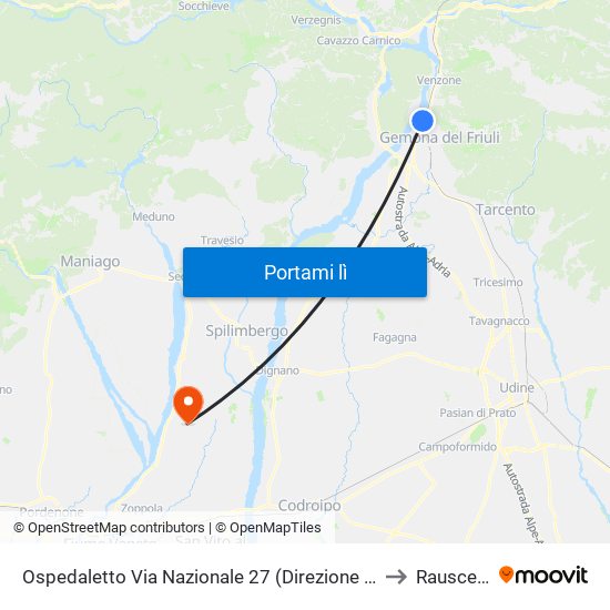 Ospedaletto Via Nazionale 27 (Direzione Udine) to Rauscedo map