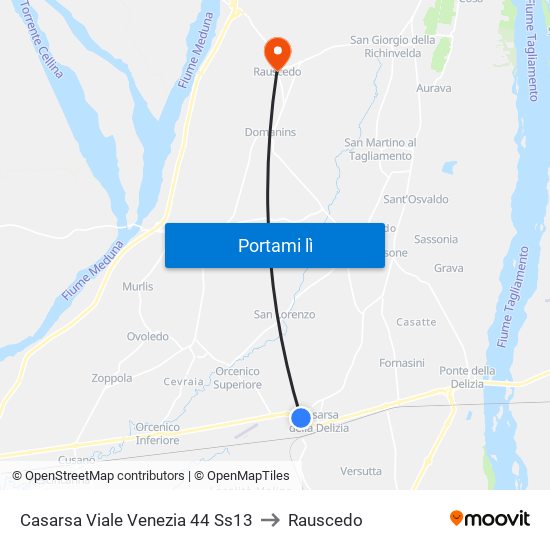 Casarsa Viale Venezia 44 Ss13 to Rauscedo map