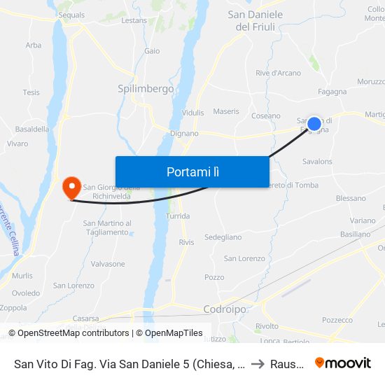 San Vito Di Fag. Via San Daniele 5 (Chiesa, Direzione Udine) to Rauscedo map