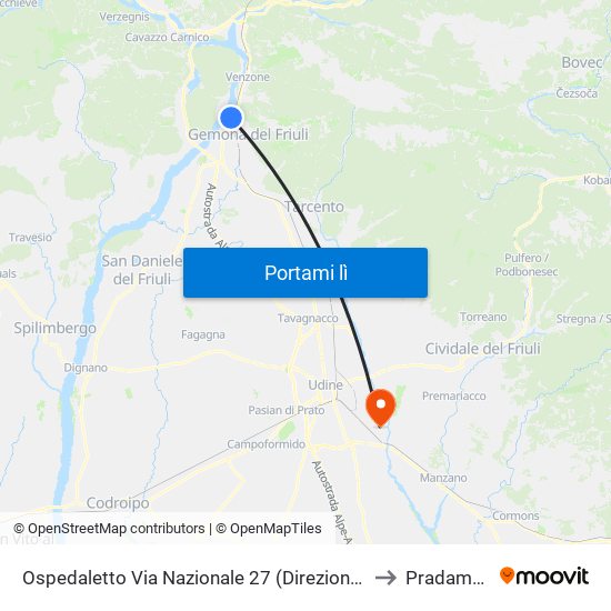 Ospedaletto Via Nazionale 27 (Direzione Udine) to Pradamano map