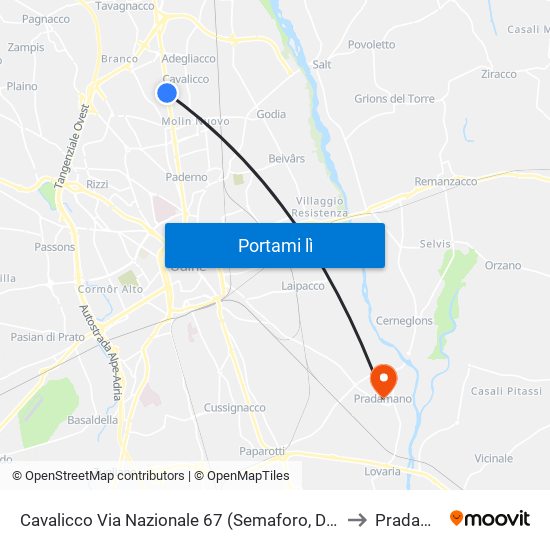 Cavalicco Via Nazionale 67 (Semaforo, Direzione Udine) to Pradamano map