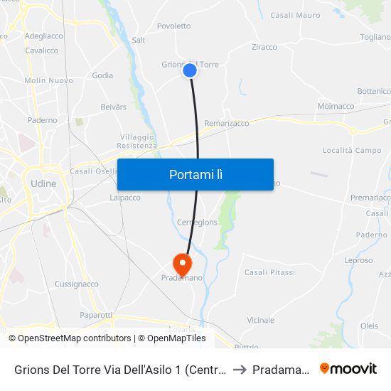 Grions Del Torre Via Dell'Asilo 1 (Centro) to Pradamano map