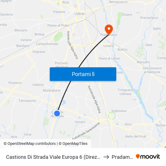 Castions Di Strada Viale Europa 6 (Direzione Udine) to Pradamano map