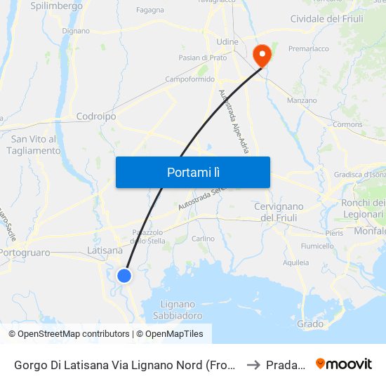 Gorgo Di Latisana Via Lignano Nord (Fronte 131, Semaforo) to Pradamano map