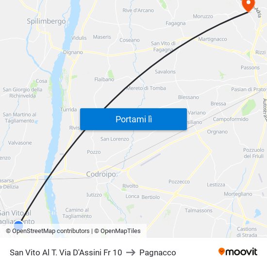 San Vito Al T. Via D'Assini Fr 10 to Pagnacco map
