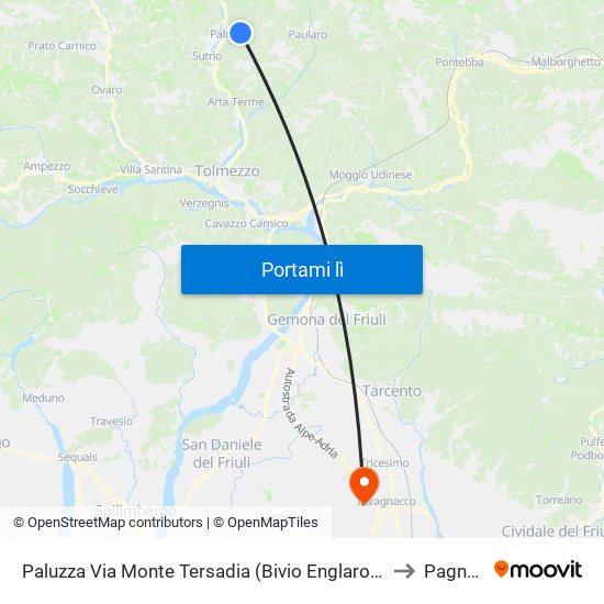 Paluzza Via Monte Tersadia (Bivio Englaro Sup., Dir.Treppo) to Pagnacco map