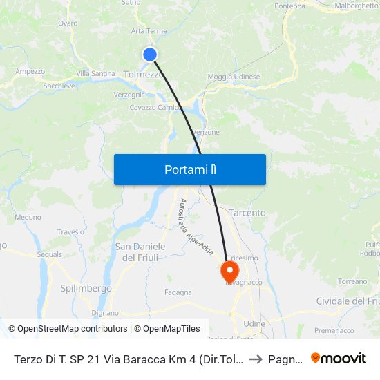 Terzo Di T. SP 21 Via Baracca Km 4 (Dir.Tolmezzo), Imponzaso to Pagnacco map