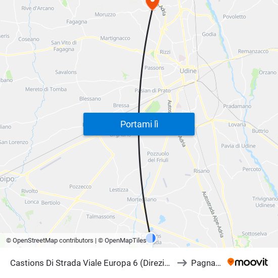 Castions Di Strada Viale Europa 6 (Direzione Udine) to Pagnacco map