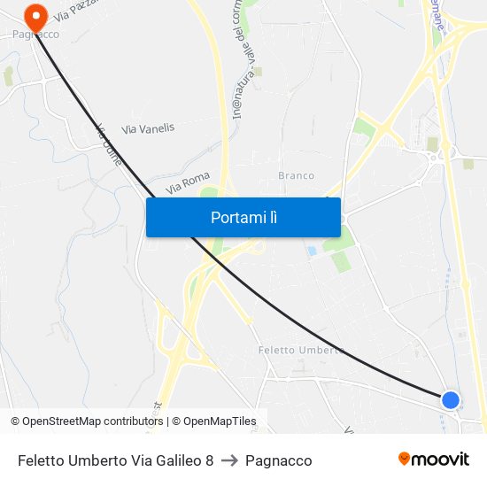 Feletto Umberto Via Galileo 8 to Pagnacco map