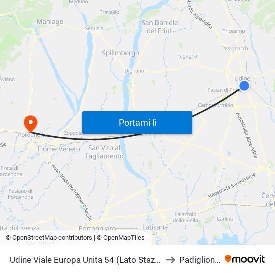 Udine Viale Europa Unita 54 (Lato Stazione Fs) to Padiglione H map