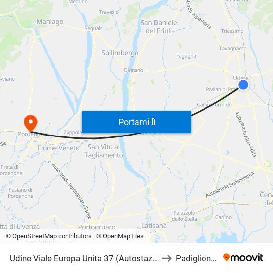 Udine Viale Europa Unita 37 (Autostazione) to Padiglione H map