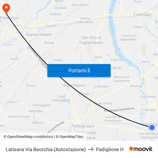 Latisana Via Beorchia (Autostazione) to Padiglione H map