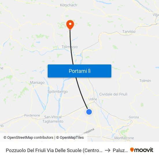 Pozzuolo Del Friuli Via Delle Scuole (Centro Studi) to Paluzza map