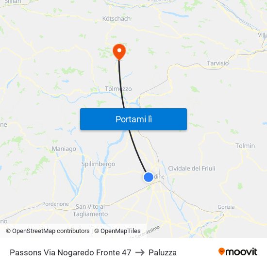 Passons Via Nogaredo Fronte 47 to Paluzza map