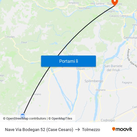 Nave Via Bodegan 52 (Case Cesaro) to Tolmezzo map