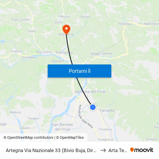 Artegna Via Nazionale 33 (Bivio Buja, Direzione Udine) to Arta Terme map