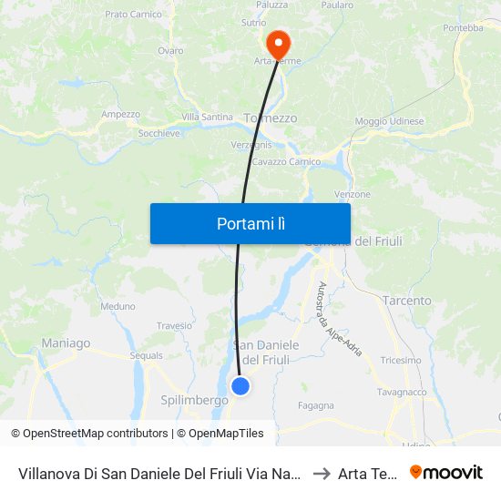 Villanova Di San Daniele Del Friuli Via Nazionale 55 to Arta Terme map
