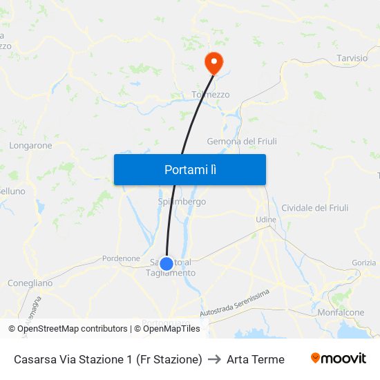 Casarsa Via Stazione 1 (Fr Stazione) to Arta Terme map