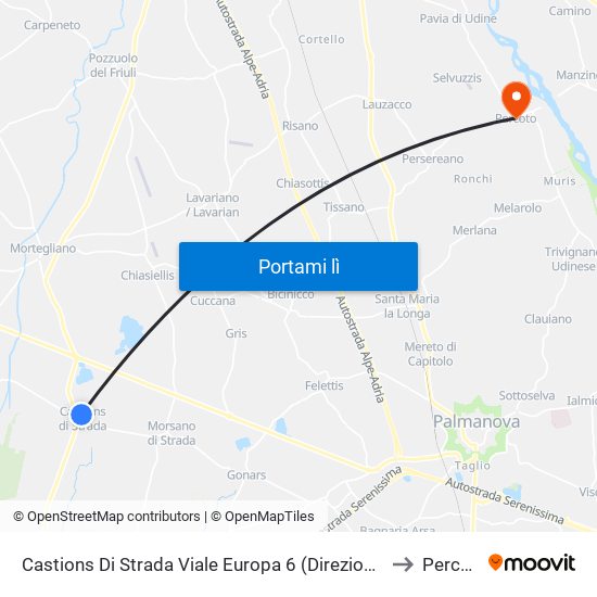 Castions Di Strada Viale Europa 6 (Direzione Udine) to Percoto map