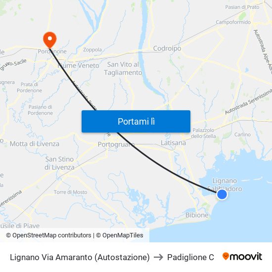 Lignano Via Amaranto (Autostazione) to Padiglione C map