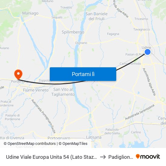 Udine Viale Europa Unita 54 (Lato Stazione Fs) to Padiglione C map