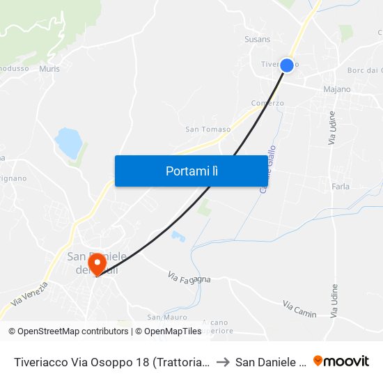 Tiveriacco Via Osoppo 18 (Trattoria, Direzione Osoppo) to San Daniele del Friuli map