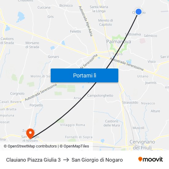 Clauiano Piazza Giulia 3 to San Giorgio di Nogaro map