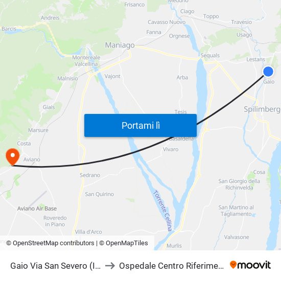 Gaio Via San Severo (Incrocio Sp1) to Ospedale Centro Riferimento Oncologico map