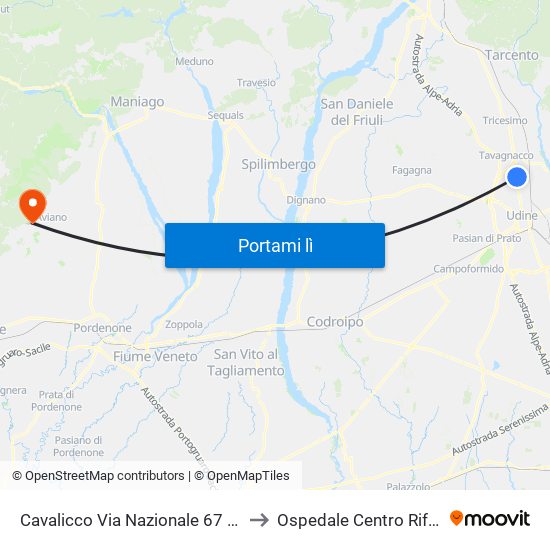 Cavalicco Via Nazionale 67 (Semaforo, Direzione Udine) to Ospedale Centro Riferimento Oncologico map