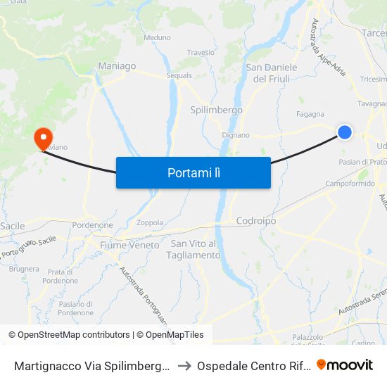 Martignacco Via Spilimbergo 231 (Spav, Direzione Udine) to Ospedale Centro Riferimento Oncologico map