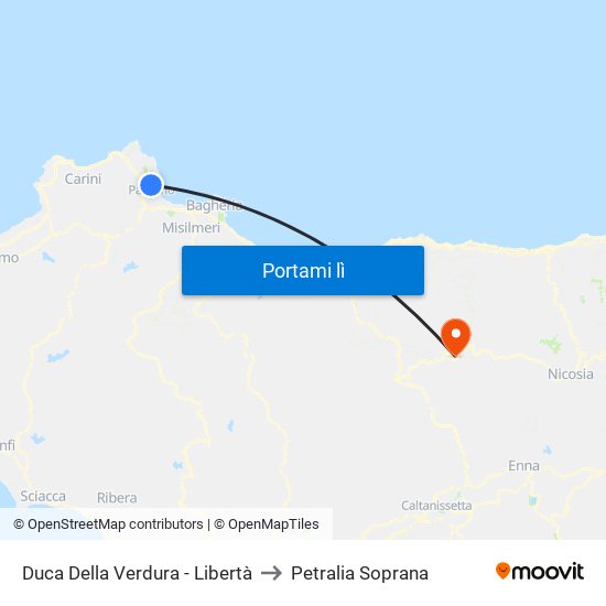 Duca Della Verdura - Libertà to Petralia Soprana map