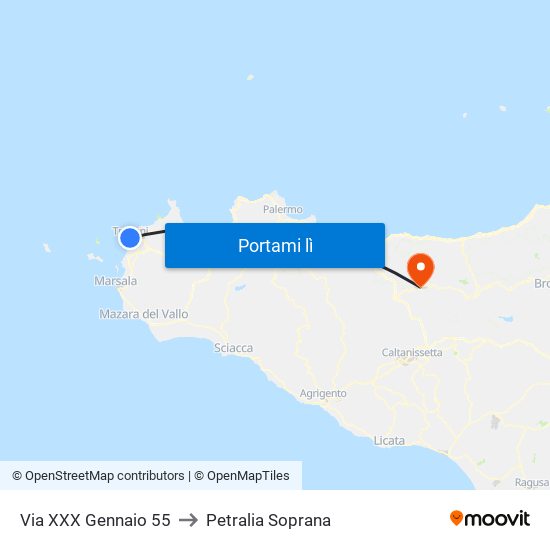 Via XXX Gennaio 55 to Petralia Soprana map