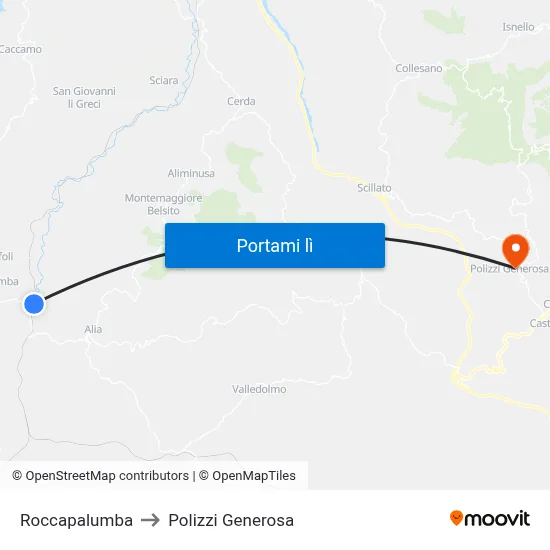 Roccapalumba to Polizzi Generosa map