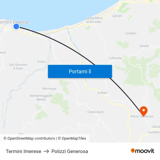 Termini Imerese to Polizzi Generosa map