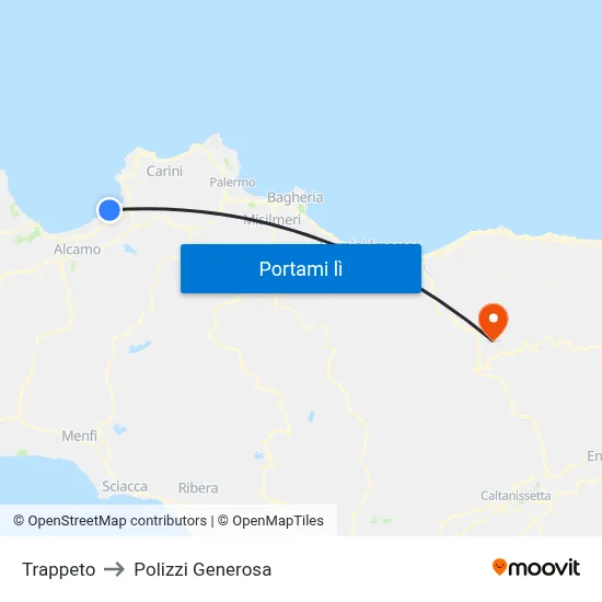 Trappeto to Polizzi Generosa map