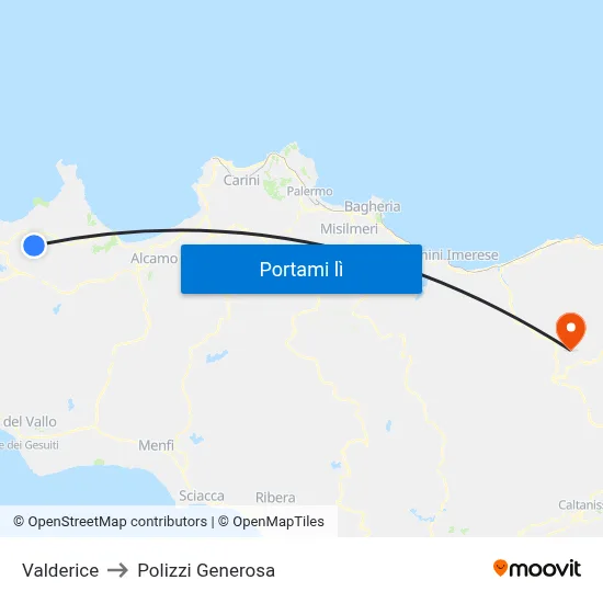 Valderice to Polizzi Generosa map