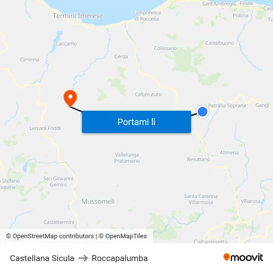 Castellana Sicula to Roccapalumba map