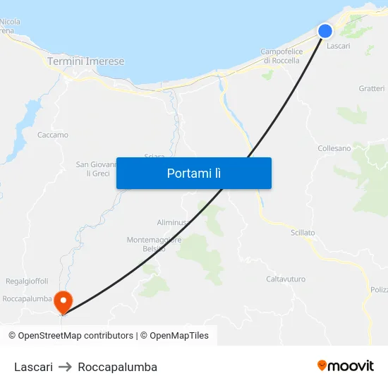 Lascari to Roccapalumba map