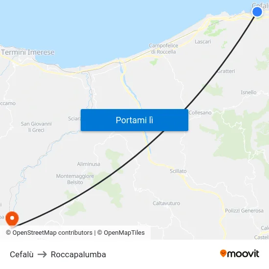 Cefalù to Roccapalumba map