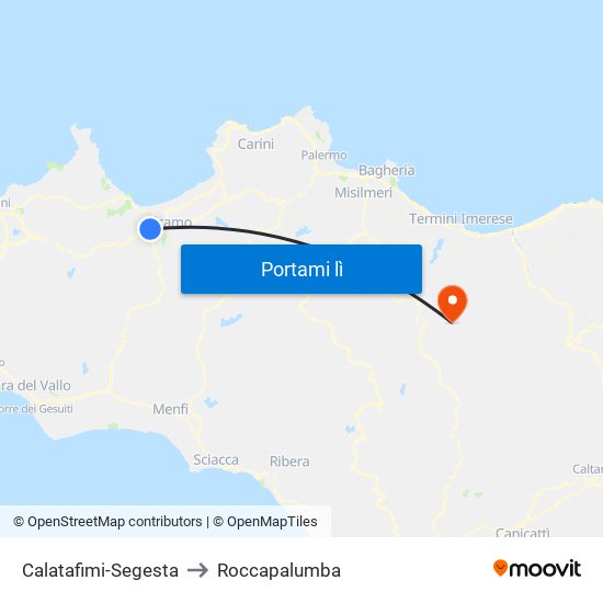 Calatafimi-Segesta to Roccapalumba map