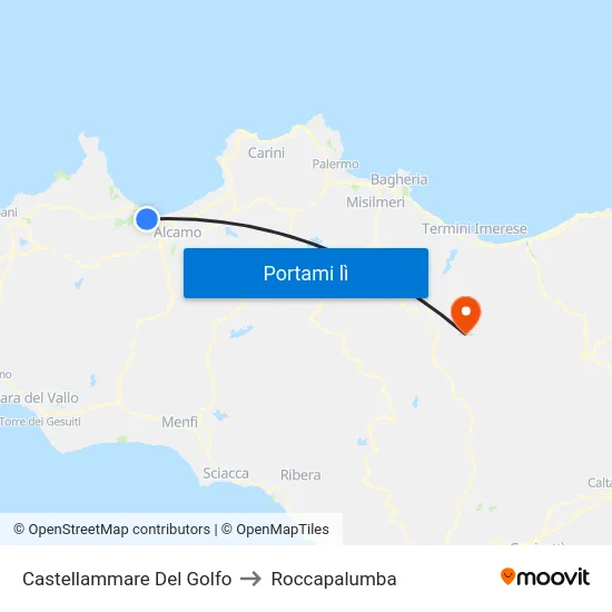 Castellammare Del Golfo to Roccapalumba map