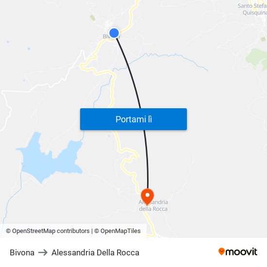 Bivona to Alessandria Della Rocca map