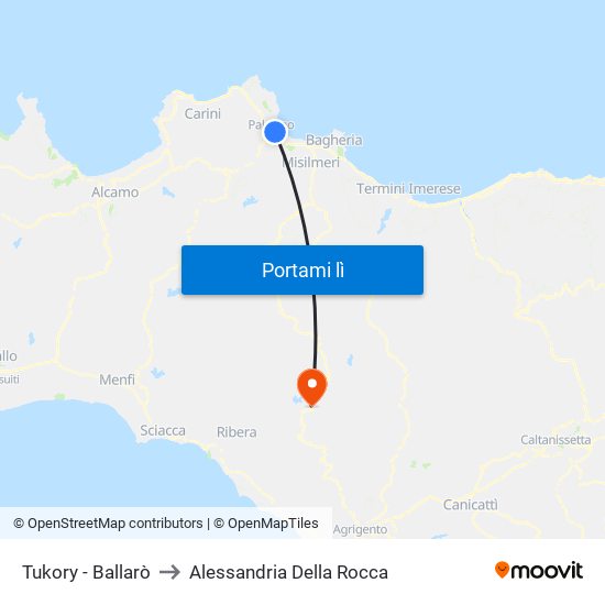 Tukory - Ballarò to Alessandria Della Rocca map