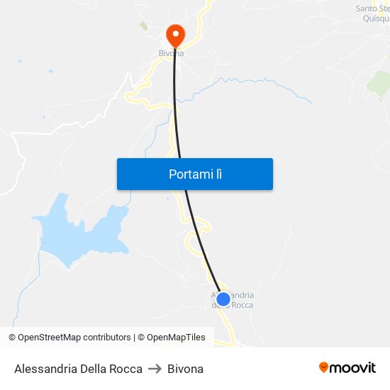 Alessandria Della Rocca to Bivona map