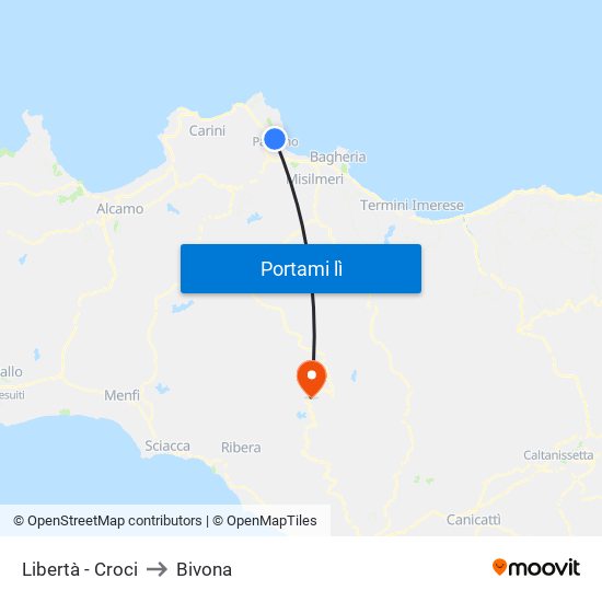 Libertà - Croci to Bivona map