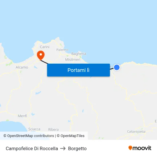 Campofelice Di Roccella to Borgetto map