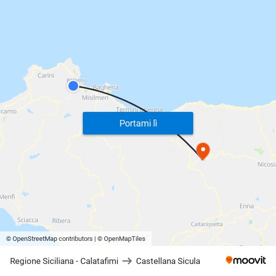 Regione Siciliana - Calatafimi to Castellana Sicula map
