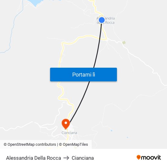 Alessandria Della Rocca to Cianciana map