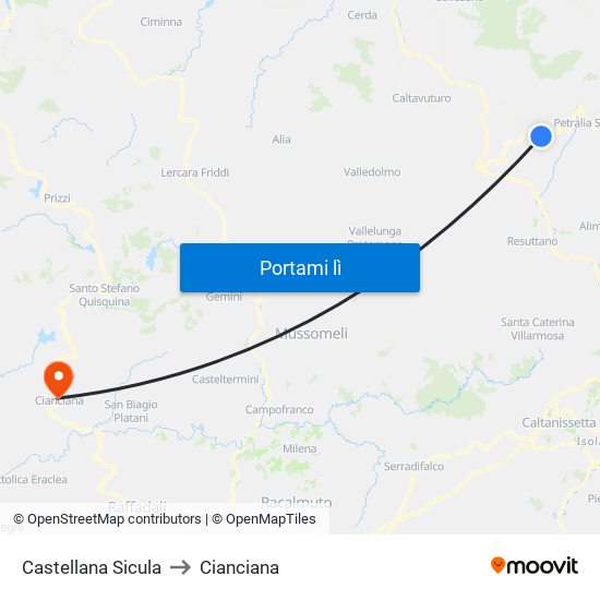 Castellana Sicula to Cianciana map