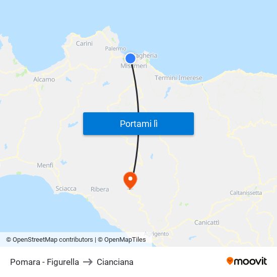 Pomara - Figurella to Cianciana map